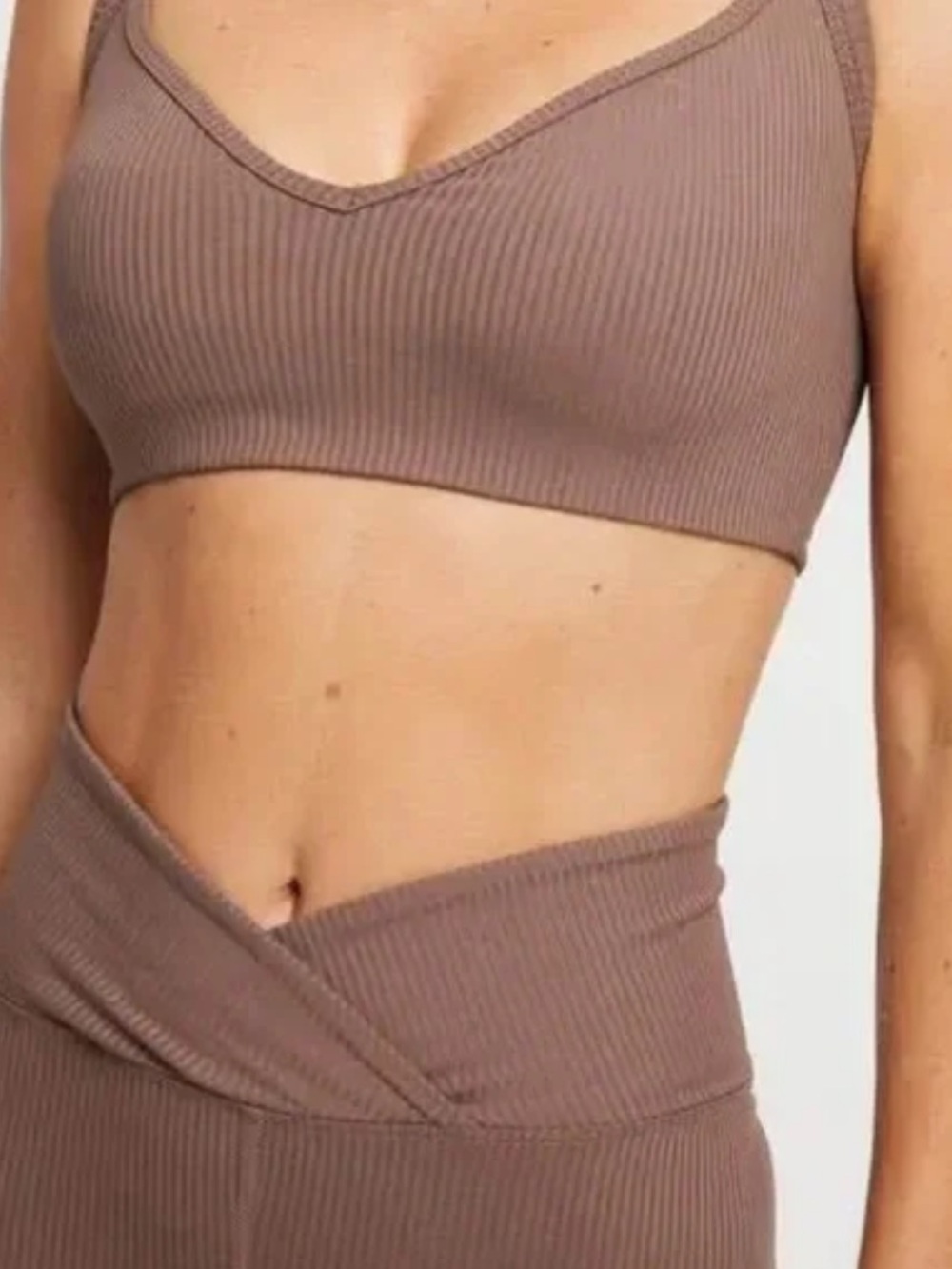 Year of Ours Ribbed Leggings Set in Taupe